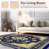 Ultra Soft Area Rug, Non Slip, Stain Resistant, Washable Area Rugs for Living Room, Bedroom, Kids Learning Mat with and Colorful Accents(Blue)
