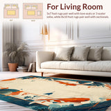 Ultra Soft Area Rug, Non Slip, Stain Resistant, Washable Area Rugs for Living Room, Bedroom, Dynamic Colorful Aquatic Theme(Orange)