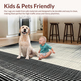 Ultra Soft Area Rug, Non Slip, Stain Resistant, Washable Area Rugs for Living Room, Bedroom, Modern Abstract Black & White Rug:  Woven Design(Black)