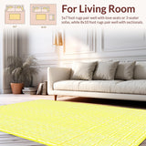 Ultra Soft Area Rug, Non Slip, Stain Resistant, Washable Area Rugs for Living Room, Bedroom, Rustic Ogee Style Craftsmanship(Yellow)