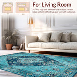 Ultra Soft Area Rug, Non Slip, Stain Resistant, Washable Area Rugs for Living Room, Bedroom, Rustic Ocean-Inspired Motif(Blue)