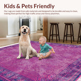 Ultra Soft Area Rug, Non Slip, Stain Resistant, Washable Area Rugs for Living Room, Bedroom, Playful Pink Whimsical Design(Pink)