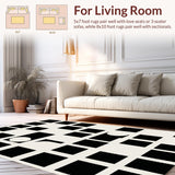 Ultra Soft Area Rug, Non Slip, Stain Resistant, Washable Area Rugs for Living Room, Bedroom, Bold Geometric Contrast Theme(Beige)