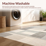 Ultra Soft Area Rug, Non Slip, Stain Resistant, Washable Area Rugs for Living Room, Bedroom, Minimalist Chic Geometric Arrangement(Beige)