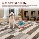 Ultra Soft Area Rug, Non Slip, Stain Resistant, Washable Area Rugs for Living Room, Bedroom, Elegant Graphite Diamond Motif(Beige)