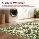 Ultra Soft Area Rug, Non Slip, Stain Resistant, Washable Area Rugs for Living Room, Bedroom, Vintage Floral Dining Room Non Slip Carpet(Beige)