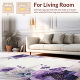 Ultra Soft Area Rug, Non Slip, Stain Resistant, Washable Area Rugs for Living Room, Bedroom, Chic Watercolor Floral Arrangement(Purple)