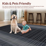 Ultra Soft Area Rug, Non Slip, Stain Resistant, Washable Area Rugs for Living Room, Bedroom, Sophisticated Neutral Ogee Style(Black)