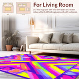 Ultra Soft Area Rug, Non Slip, Stain Resistant, Washable Area Rugs for Living Room, Bedroom, Dynamic Rainbow Splash Effect(Purple)
