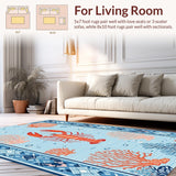 Ultra Soft Area Rug, Non Slip, Stain Resistant, Washable Area Rugs for Living Room, Bedroom, Sophisticated Light Blue Ocean Theme(Blue)