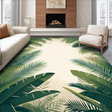 Ultra Soft Area Rug, Non Slip, Stain Resistant, Washable Area Rugs for Living Room, Bedroom, Exotic Palm Haven Area Green Beige Leafy(Green)