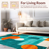 Ultra Soft Area Rug, Non Slip, Stain Resistant, Washable Area Rugs for Living Room, Bedroom, Elegant Watercolor Inspired Motif(Blue)