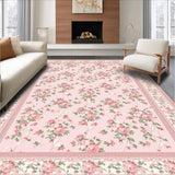 Ultra Soft Area Rug, Non Slip, Stain Resistant, Washable Area Rugs for Living Room, Bedroom, Vibrant Whimsical Botanical Display(Pink)