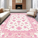 Ultra Soft Area Rug, Non Slip, Stain Resistant, Washable Area Rugs for Living Room, Bedroom, Whimsical Tiled Motif Inspiration(Pink)