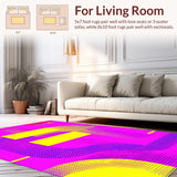 Ultra Soft Area Rug, Non Slip, Stain Resistant, Washable Area Rugs for Living Room, Bedroom, Lively Colorful Graphic Expression(Pink)