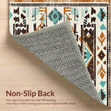 Ultra Soft Area Rug, Non Slip, Stain Resistant, Washable Area Rugs for Living Room, Bedroom, Elegant Southwestern Symmetrical Design(Brown)
