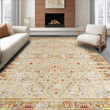 Ultra Soft Area Rug, Non Slip, Stain Resistant, Washable Area Rugs for Living Room, Bedroom, Boho Global with Beige and Earth Tones(Beige)