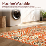 Ultra Soft Area Rug, Non Slip, Stain Resistant, Washable Area Rugs for Living Room, Bedroom, Dynamic Orange Geometric Shapes(Orange)