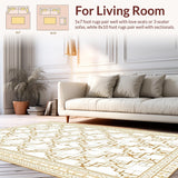 Ultra Soft Area Rug, Non Slip, Stain Resistant, Washable Area Rugs for Living Room, Bedroom, Elegant Beige Trellis Arrangement(Beige)