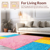 Ultra Soft Area Rug, Non Slip, Stain Resistant, Washable Area Rugs for Living Room, Bedroom, Playful Colorful Hopscotch Design(Pink)