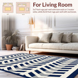 Ultra Soft Area Rug, Non Slip, Stain Resistant, Washable Area Rugs for Living Room, Bedroom, Modern Chevron Design Area(Blue)