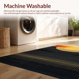 Ultra Soft Area Rug, Non Slip, Stain Resistant, Washable Area Rugs for Living Room, Bedroom, Dynamic Black and Gold Lattice Design(Orange)