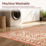 Ultra Soft Area Rug, Non Slip, Stain Resistant, Washable Area Rugs for Living Room, Bedroom, Contemporary Shaggy Geometric Motif(Red)