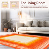 Ultra Soft Area Rug, Non Slip, Stain Resistant, Washable Area Rugs for Living Room, Bedroom, Bright Eclectic Diamond Composition(Orange)