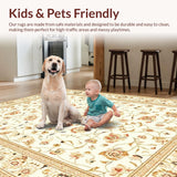 Ultra Soft Area Rug, Non Slip, Stain Resistant, Washable Area Rugs for Living Room, Bedroom, Rustic Vintage Botanical Design(Beige)