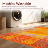 Ultra Soft Area Rug, Non Slip, Stain Resistant, Washable Area Rugs for Living Room, Bedroom, Eye-catching Warm Toned Motif(Orange)
