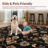 Ultra Soft Area Rug, Non Slip, Stain Resistant, Washable Area Rugs for Living Room, Bedroom, Vibrant Coastal Botanical Design(Black)