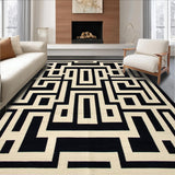 Ultra Soft Area Rug, Non Slip, Stain Resistant, Washable Area Rugs for Living Room, Bedroom, Chic Modern Greek Key Arrangement(Beige)