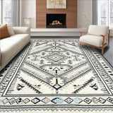 Ultra Soft Area Rug, Non Slip, Stain Resistant, Washable Area Rugs for Living Room, Bedroom, Chic Textured Diamond Arrangement(White)