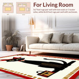 Ultra Soft Area Rug, Non Slip, Stain Resistant, Washable Area Rugs for Living Room, Bedroom, Whimsical Cowboy Cat Artistry(Black)