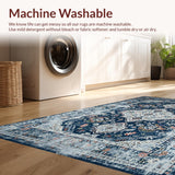 Ultra Soft Area Rug, Non Slip, Stain Resistant, Washable Area Rugs for Living Room, Bedroom, Serene Monochrome Medallion Theme(Blue)