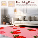 Ultra Soft Area Rug, Non Slip, Stain Resistant, Washable Area Rugs for Living Room, Bedroom, Playful Pastel Fruit Splash(Pink)