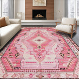 Ultra Soft Area Rug, Non Slip, Stain Resistant, Washable Area Rugs for Living Room, Bedroom, Vibrant Pink Western Boot Motif(Pink)