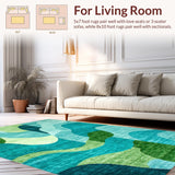Ultra Soft Area Rug, Non Slip, Stain Resistant, Washable Area Rugs for Living Room, Bedroom, Stylish Lattice Inspired Layout(Blue)