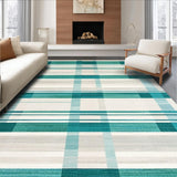 Artistic Irregular Plaid with Blue Green and Light Beige Contrasts(Beige)