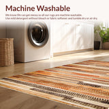 Ultra Soft Area Rug, Non Slip, Stain Resistant, Washable Area Rugs for Living Room, Bedroom, Cozy Earthy Geometric Pattern(Orange)