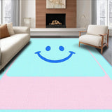 Ultra Soft Area Rug, Non Slip, Stain Resistant, Washable Area Rugs for Living Room, Bedroom, Pastel Playful Smiley Design(Blue)
