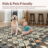 Ultra Soft Area Rug, Non Slip, Stain Resistant, Washable Area Rugs for Living Room, Bedroom, Unique Soft-Cornered Geometric Layout(White)