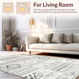 Ultra Soft Area Rug, Non Slip, Stain Resistant, Washable Area Rugs for Living Room, Bedroom, Rustic Earthy Tones with Lattice Design(Gray)