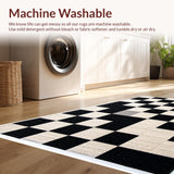 Ultra Soft Area Rug, Non Slip, Stain Resistant, Washable Area Rugs for Living Room, Bedroom, Distressed Checkerboard Black Farmhouse Dining Room Rug(Black)