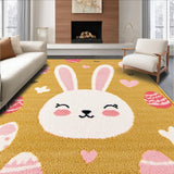 Ultra Soft Area Rug, Non Slip, Stain Resistant, Washable Area Rugs for Living Room, Bedroom, Playful Bunny Silhouette Spring Design(Gold)