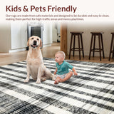 Ultra Soft Area Rug, Non Slip, Stain Resistant, Washable Area Rugs for Living Room, Bedroom, Boho White and Black Rug, Striped Pattern(Black)