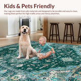 Ultra Soft Area Rug, Non Slip, Stain Resistant, Washable Area Rugs for Living Room, Bedroom, Serene Light Blue Abstract Design(Green)