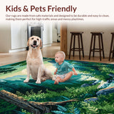 Ultra Soft Area Rug, Non Slip, Stain Resistant, Washable Area Rugs for Living Room, Bedroom, Whimsical Celestial Illustrative Design(Green)