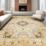 Ultra Soft Area Rug, Non Slip, Stain Resistant, Washable Area Rugs for Living Room, Bedroom, Elegant Vintage Botanical Print(Gray)