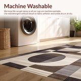 Ultra Soft Area Rug, Non Slip, Stain Resistant, Washable Area Rugs for Living Room, Bedroom, Neutral Toned Geometric Elegance(Gray)